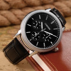 OUKESHI - Quartz stainless steel watch - leather braceletWatches