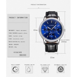 OUKESHI - Quartz stainless steel watch - leather braceletWatches