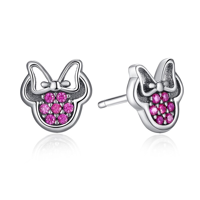 Bow / crystals - 925 sterling silver earringsEarrings