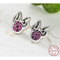 Bow / crystals - 925 sterling silver earringsEarrings