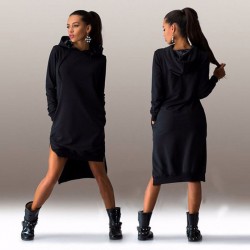 Vestido feminino com capuz - pulôver longo