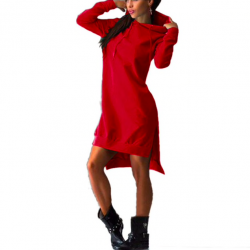 Vestido feminino com capuz - pulôver longo