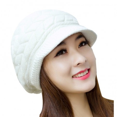 Gorro de lã de inverno tricotado com viseira