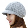 Gorro de lã de inverno tricotado com viseira