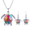 Jewelry set with a rainbow turtle - necklace / earringsJewellery Sets