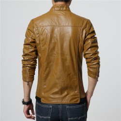 Jaqueta de couro slim - com zíperes / bolsos