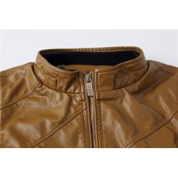 Jaqueta de couro slim - com zíperes / bolsos