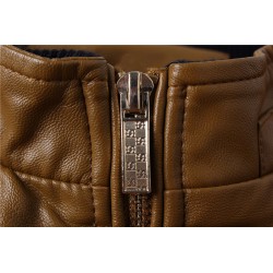 Jaqueta de couro slim - com zíperes / bolsos