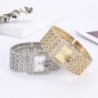 Relógio elegante de quartzo - pulseira larga de cristal