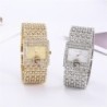 Relógio elegante de quartzo - pulseira larga de cristal