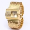 Luxuoso relógio de quartzo com cristais - pulseira larga em ouro
