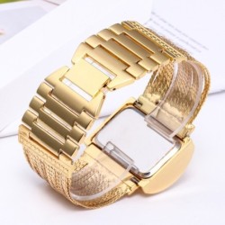 Luxuoso relógio de quartzo com cristais - pulseira larga em ouro
