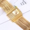 Luxuoso relógio de quartzo com cristais - pulseira larga em ouro