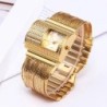 Luxuoso relógio de quartzo com cristais - pulseira larga em ouro