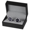 Round silver cufflinks - blue starry sky stone / crystalsCufflinks