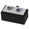 Round silver cufflinks - blue starry sky stone / crystalsCufflinks