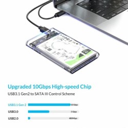 ORICO - 2,5 polegadas - HDD transparente - com cabo - SATA para USB3.0