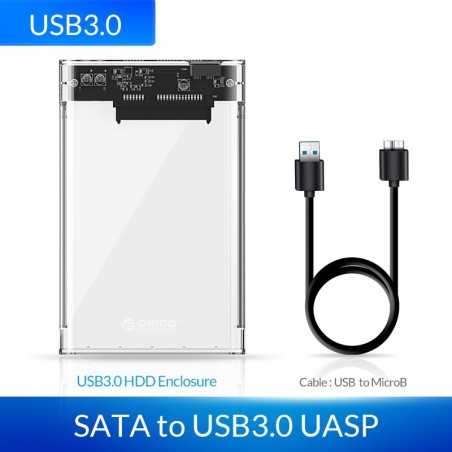 ORICO - 2,5 polegadas - HDD transparente - com cabo - SATA para USB3.0