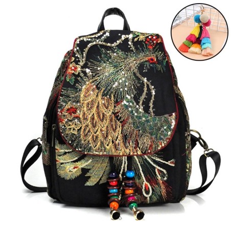 Mochila de lona - design étnico colorido