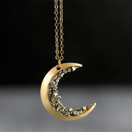 Crescent moon pendant with necklace - crushed crystalsNecklaces