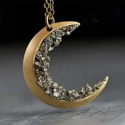 Crescent moon pendant with necklace - crushed crystalsNecklaces