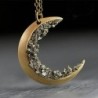 Crescent moon pendant with necklace - crushed crystalsNecklaces