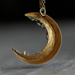 Crescent moon pendant with necklace - crushed crystalsNecklaces