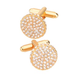 Round gold cufflinks with crystalsCufflinks