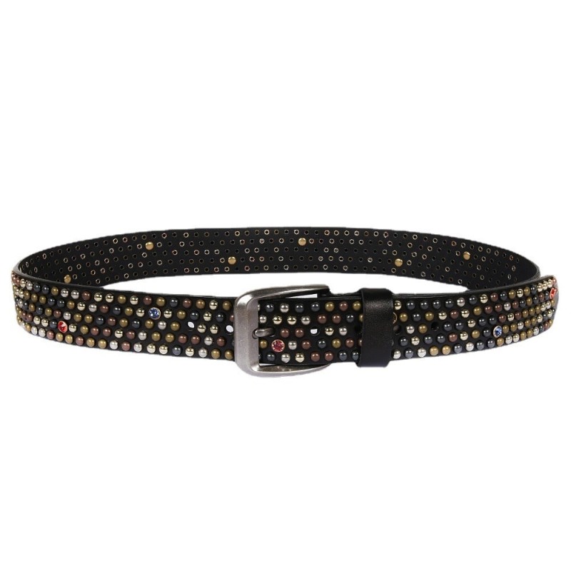 Leather belt - round rivets / crystalsBelts