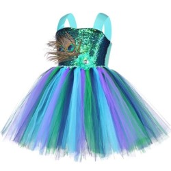 Fato de pavão - vestido com penas/flores