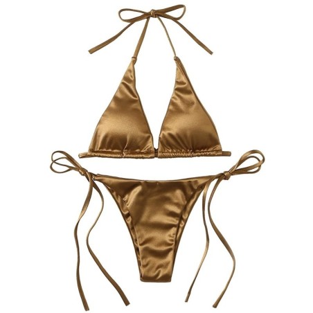 Conjunto de biquíni sexy - efeito de cor metálica