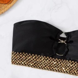 Conjunto de biquíni sexy - decorações de metal