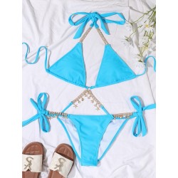 Conjunto de biquíni sexy - com decorações de cristal / metal