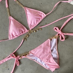 Sexy bikini set - with crystal / metal decorationsBeachwear