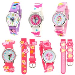 Relógio infantil de quartzo - pulseira de silicone decorativa
