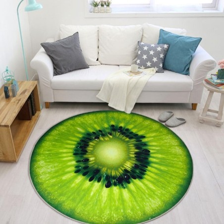 Tapete redondo decorativo - padrão de frutas - kiwi