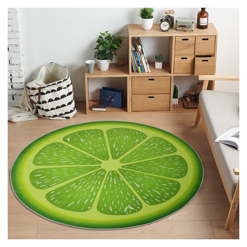 Tapete redondo decorativo - padrão de frutas - limão