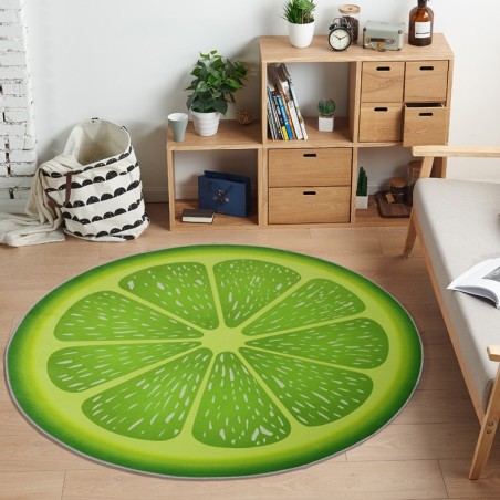 Tapete redondo decorativo - padrão de frutas - limão