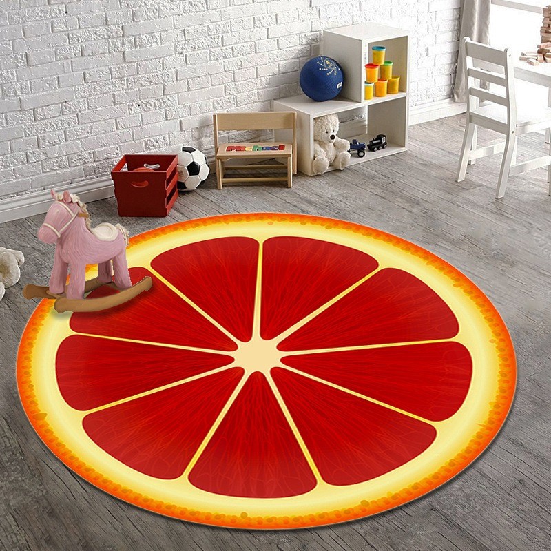 Tapete redondo decorativo - padrão de frutas - toranja