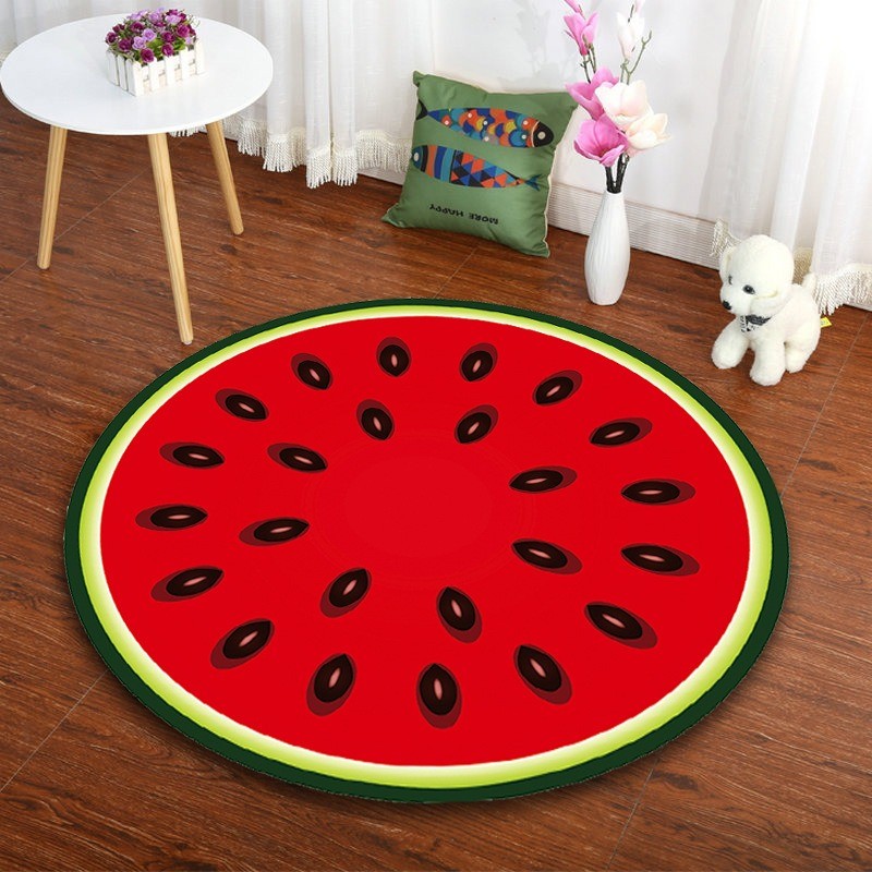 Tapete redondo decorativo - padrão de frutas - melancia