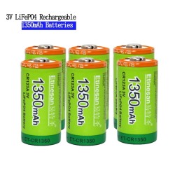 LiFePo4 - bateria CR123A - recarregável - 1350mAh - 3V
