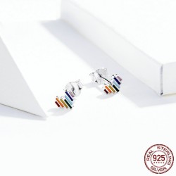Heart shaped earrings - with rainbow enamelEarrings