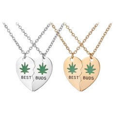Heart shaped pendant with necklace - BEST BUDS - 2 piecesNecklaces
