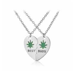 Pingente em forma de coração com colar - BEST BUDS - 2 peças