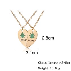 Heart shaped pendant with necklace - BEST BUDS - 2 piecesNecklaces