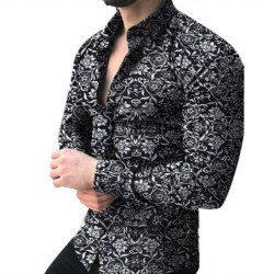 Camisa de manga comprida fashion - estampa floral - ajuste fino