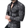 Camisa de manga comprida fashion - estampa floral - ajuste fino