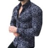 Camisa de manga comprida fashion - estampa floral - ajuste fino