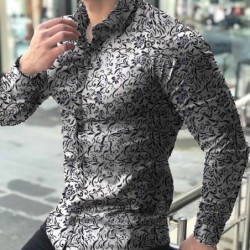 Camisa de manga comprida fashion - estampa floral - ajuste fino
