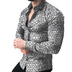 Camisa de manga comprida fashion - estampa floral - ajuste fino